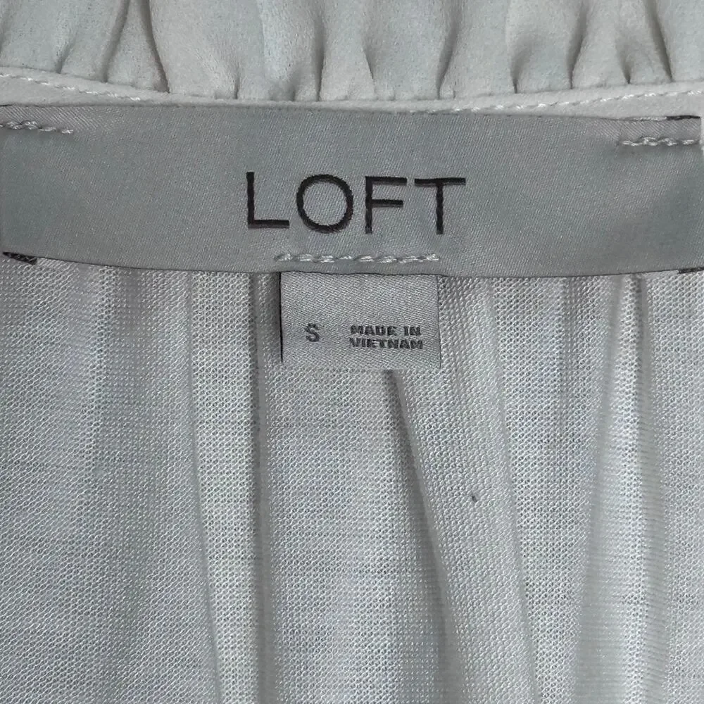 Ann Taylor LOFT Ruffle Tie Neck Mixed Media Top,  Size Small - Picture 4 of 9